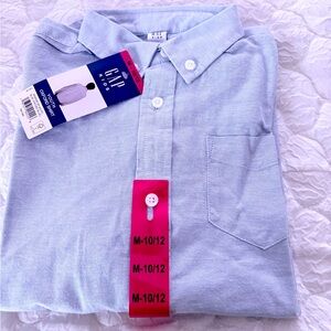 GAP Boys Blue Casual Button Down Shirt Oxford Style. Boys Size M (10-12) NWT